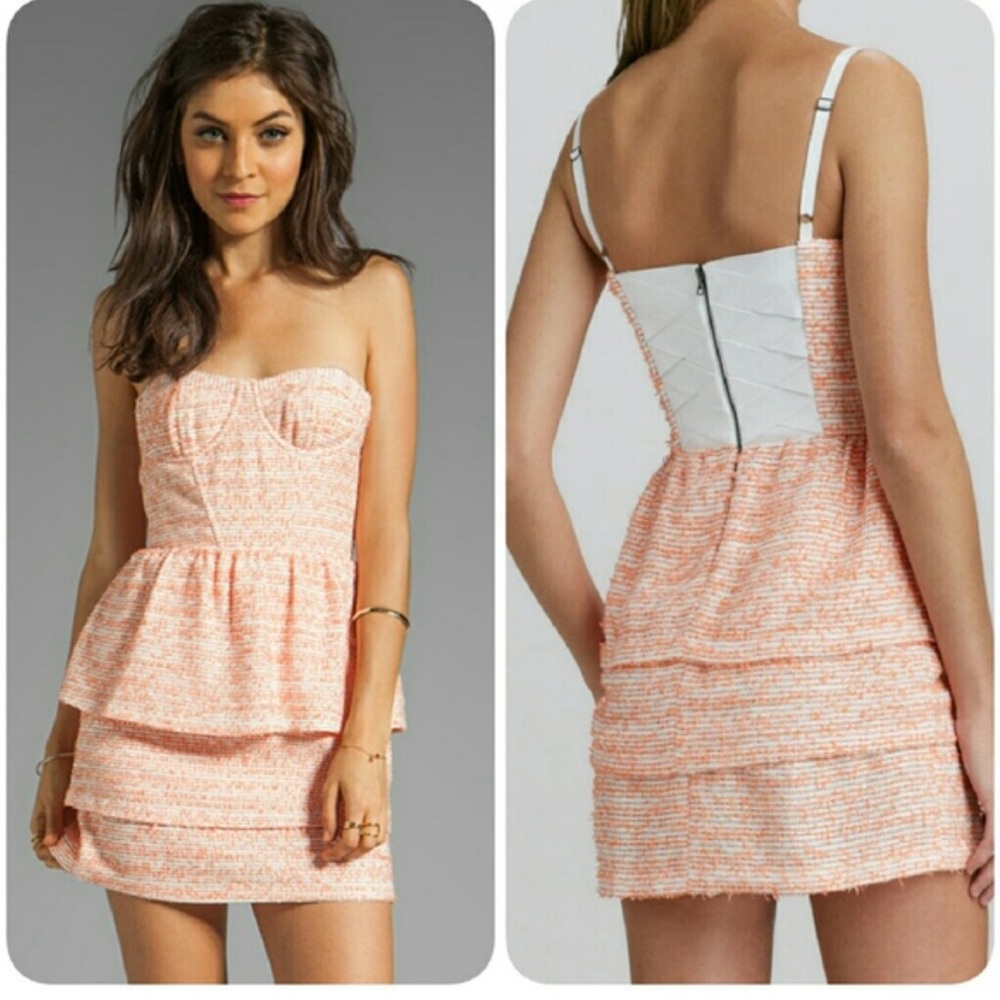 alice + olivia shellyanne tiered tweed dress